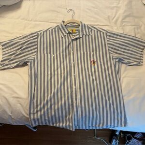 Duckhead Striped Blue and White Button-Up Shirt